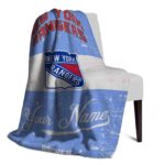 customized new york rangers grunge texture blue white blanket top rated