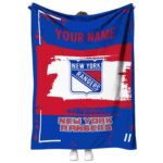 customized new york rangers paint strokes blue white blanket best selling