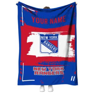 customized new york rangers paint strokes blue white blanket best selling
