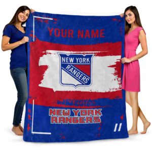 customized new york rangers paint strokes blue white blanket fashion forward
