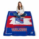 customized new york rangers paint strokes blue white blanket high quality