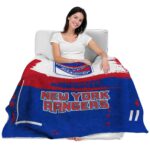 customized new york rangers paint strokes blue white blanket latest model