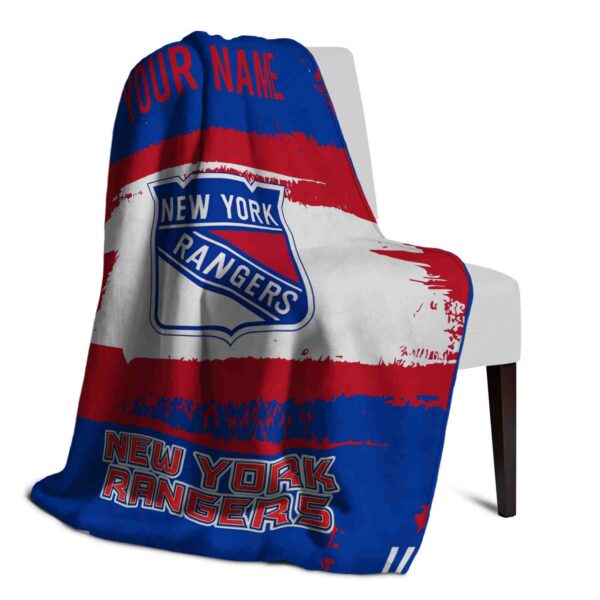 customized new york rangers paint strokes blue white blanket top rated