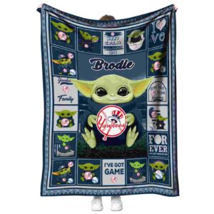 customized new york yankees baby yoda navy blanket best selling