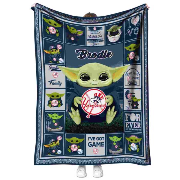 customized new york yankees baby yoda navy blanket best selling