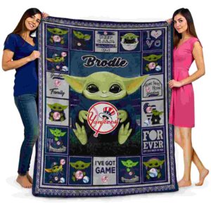 customized new york yankees baby yoda navy blanket fashion forward