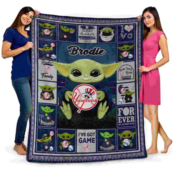 customized new york yankees baby yoda navy blanket fashion forward