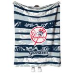 customized new york yankees floral stripes navy white blanket best selling