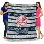 customized new york yankees floral stripes navy white blanket fashion forward