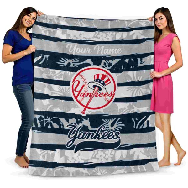 customized new york yankees floral stripes navy white blanket fashion forward
