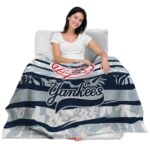 customized new york yankees floral stripes navy white blanket latest model