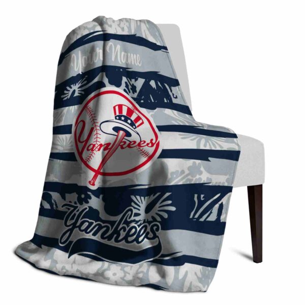 customized new york yankees floral stripes navy white blanket top rated