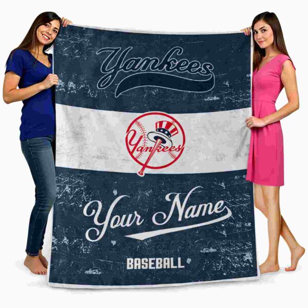 customized new york yankees grunge texture navy white blanket fashion forward