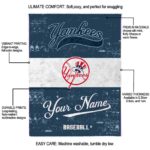 customized new york yankees grunge texture navy white blanket new arrival