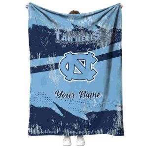 customized north carolina tar heels grunge streaks light blue blanket best selling