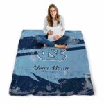 customized north carolina tar heels grunge streaks light blue blanket best selling