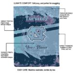 customized north carolina tar heels grunge streaks light blue blanket best selling