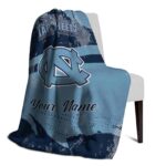 customized north carolina tar heels grunge streaks light blue blanket best selling