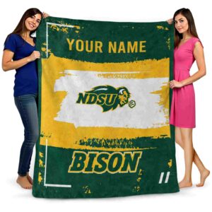 customized north dakota state bison paint strokes green white blanket fashion forward