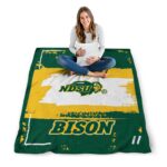customized north dakota state bison paint strokes green white blanket high quality