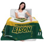 customized north dakota state bison paint strokes green white blanket latest model