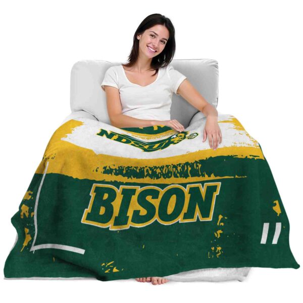 customized north dakota state bison paint strokes green white blanket latest model