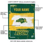 customized north dakota state bison paint strokes green white blanket new arrival