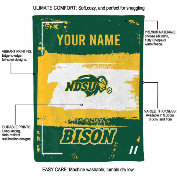 customized north dakota state bison paint strokes green white blanket new arrival