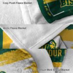 customized north dakota state bison paint strokes green white blanket premium grade
