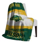customized north dakota state bison paint strokes green white blanket top rated