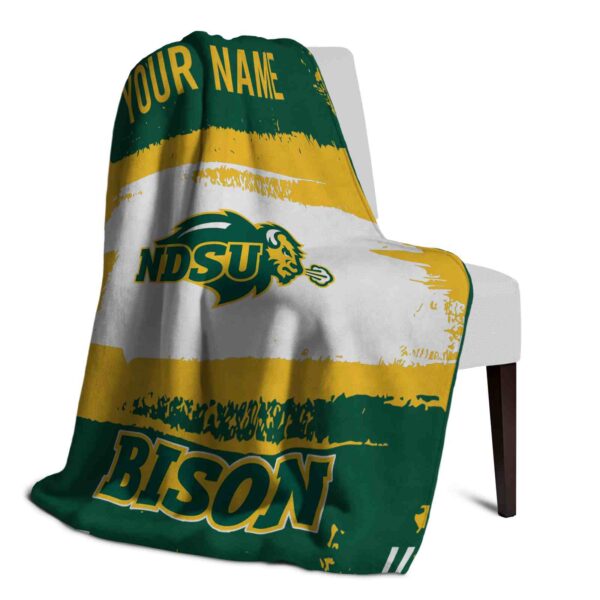 customized north dakota state bison paint strokes green white blanket top rated