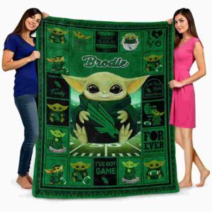 customized north texas mean green baby yoda green blanket fashion forward