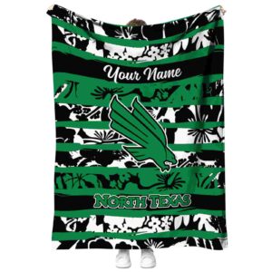 customized north texas mean green floral stripes green white blanket best selling