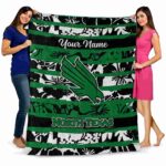 customized north texas mean green floral stripes green white blanket best selling