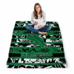 customized north texas mean green floral stripes green white blanket best selling