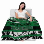 customized north texas mean green floral stripes green white blanket best selling