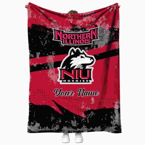 customized northern illinois huskies grunge streaks red blanket best selling