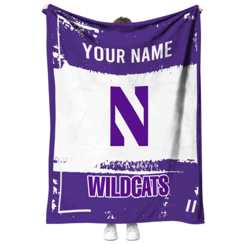 customized northwestern wildcats paint strokes purple white blanket best selling