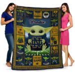 customized notre dame fighting irish baby yoda navy blanket best selling