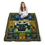 customized notre dame fighting irish baby yoda navy blanket best selling