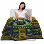 customized notre dame fighting irish baby yoda navy blanket best selling