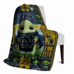 customized notre dame fighting irish baby yoda navy blanket best selling