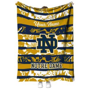 customized notre dame fighting irish floral stripes navy white blanket best selling