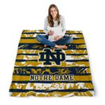 customized notre dame fighting irish floral stripes navy white blanket best selling