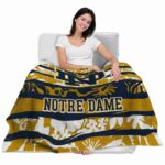 customized notre dame fighting irish floral stripes navy white blanket best selling
