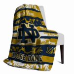 customized notre dame fighting irish floral stripes navy white blanket best selling