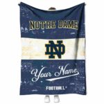 customized notre dame fighting irish grunge texture navy white blanket best selling