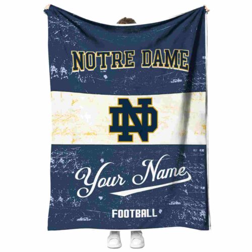 customized notre dame fighting irish grunge texture navy white blanket best selling