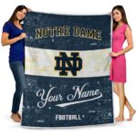 customized notre dame fighting irish grunge texture navy white blanket best selling