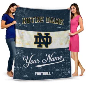 customized notre dame fighting irish grunge texture navy white blanket fashion forward